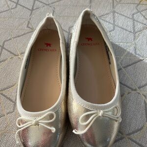 Crewcuts Kids Silver Flats with Bow